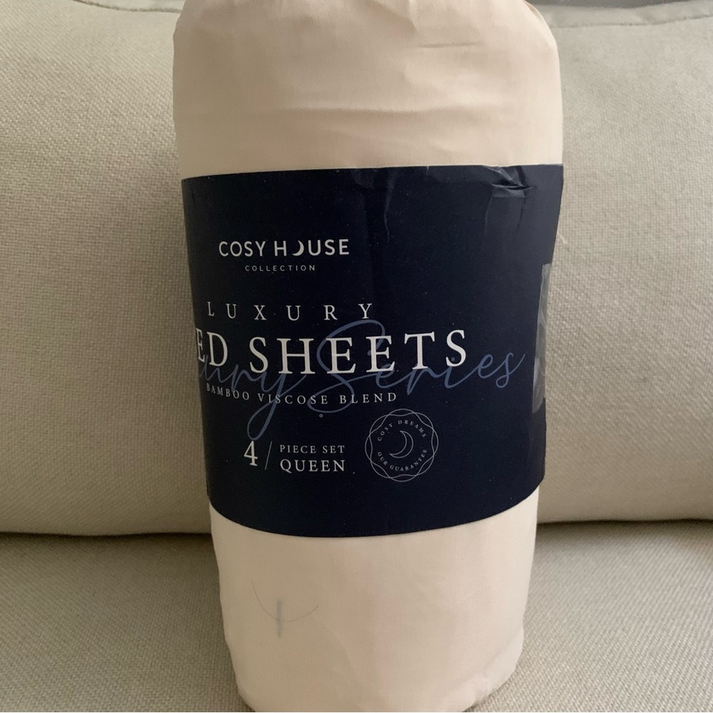 New $169 Luxury Bed SheetsBamboo Viscose Blend in Cream color